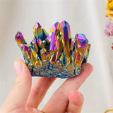 Titanium Aura Quartz Iridescent Crystal Cluster for meditation, home décor, and crystal collecting.