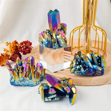 Titanium Aura Quartz Iridescent Crystal Cluster for meditation, home décor, and crystal collecting.