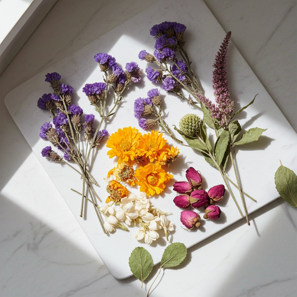 TooGet 9-Bag Dried Flowers & Herbs Set assorted dried botanical bags for candle making, soap crafting, resin art, and DIY decoration.