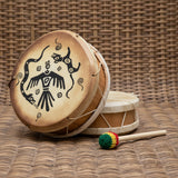 Totem Trio Peruvian round two-sided hand drum for ritual drumming and ceremonial music