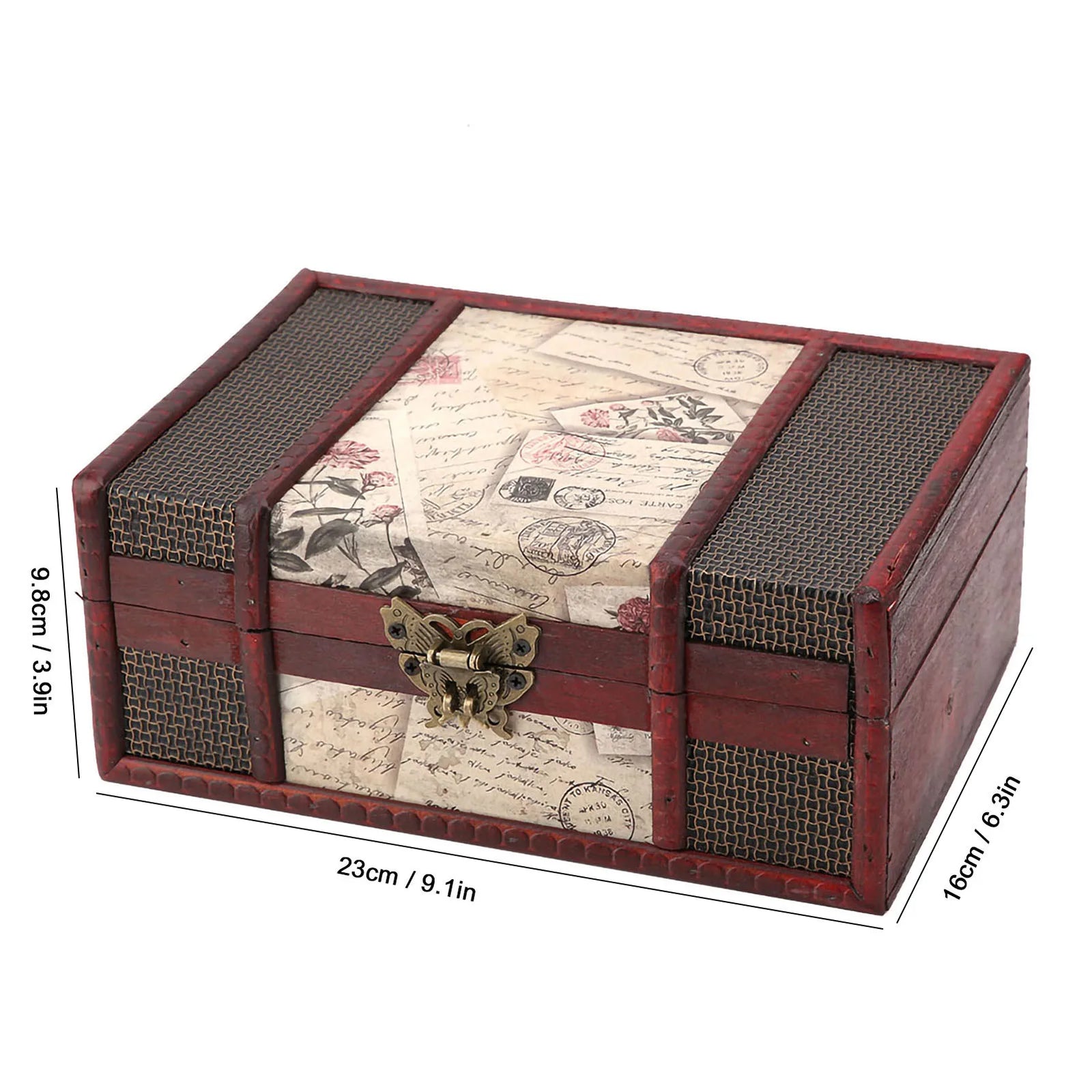 Traditional Chinese wooden trinket jewelry box for organizing earrings, rings, charms, and small valuables.