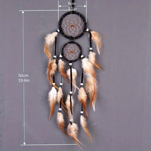 Traditional Indian Dream Catcher with brown feathers wall pendant for home decor, meditation space styling, and relaxing room accents.