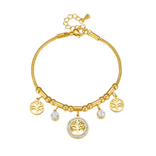 DIEYURO tree charm zircon stainless steel bracelet for stylish wrist wear, outfit pairing, and everyday accessorizing.