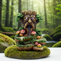 Tree Man and Mushrooms Backflow Cone Burner incense holder for backflow cone burning, home fragrance, and meditation decor.