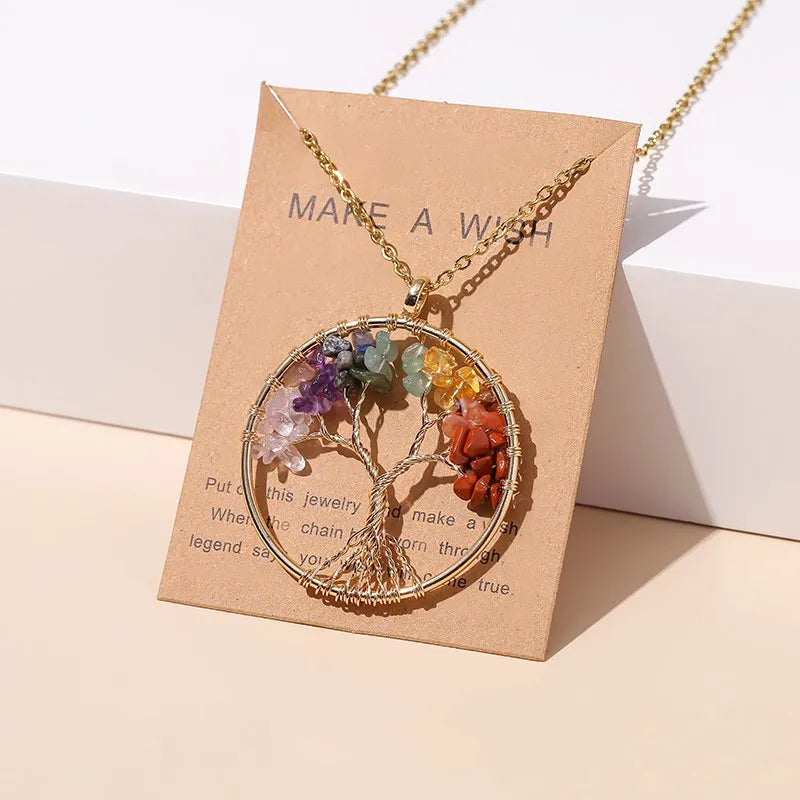 Tree of Life 7-Chakra pendant necklace for meditation, chakra alignment, and spiritual practice
