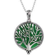 Tree of Life aroma diffuser pendant necklace for essential oil use, stress relief, and daily personal care wear.