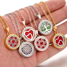 Tree of Life aromatherapy diffuser necklace pendant for holding essential oils during daily wear and relaxation.
