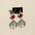 Tree of Life Carnelian Earrings, gemstone jewelry featuring the tree of life symbol