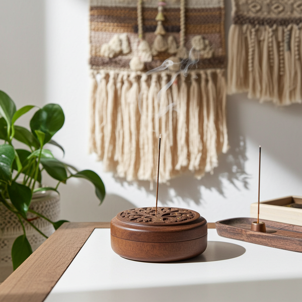 Tree of Life carved wood stick burner 5-inch incense holder for burning incense sticks during meditation, relaxation, and spiritual practice.