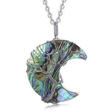 Tree of Life Crescent Moon Crystal Necklace crystal pendant necklace for spiritual practice, everyday jewelry wear, and gifting.