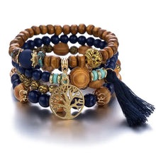 Tree of Life charm boho bracelet set with beaded strands for layered styling, gift giving, and daily accessory wear.