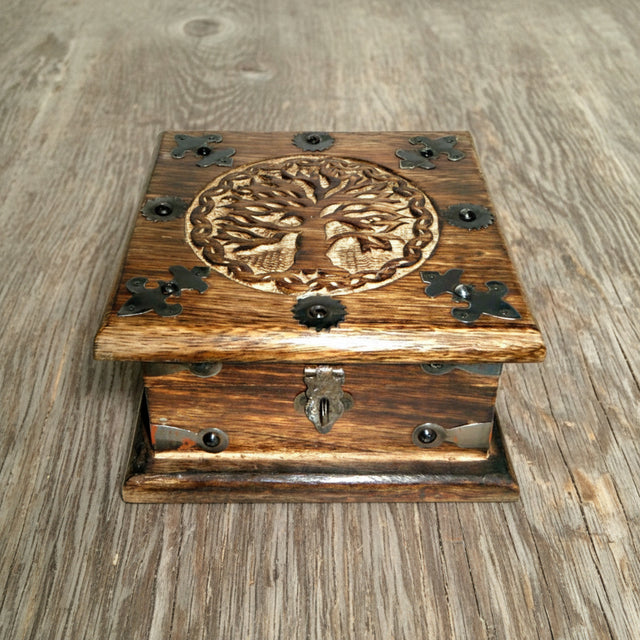 Tree of Life Chest wooden storage box for keepsakes and small treasures