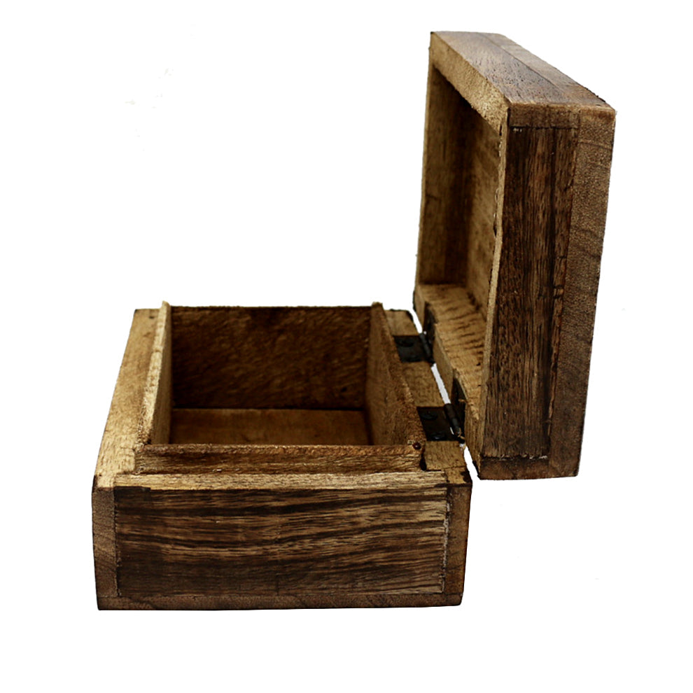 Tree of Life with Crow design wooden box in 4" x 6" size for organizing small valuables, keepsakes, and decorative items.