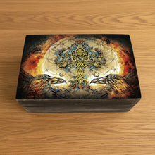 Tree of Life with Crows wooden box in 4" x 6" size for storing keepsakes, jewelry, and small personal items.