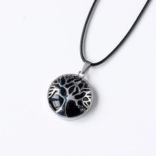 Tree of Life crystal gemstone jewelry set with necklace, earrings, bracelet, and ring for spiritual-inspired fashion and coordinated accessory wear.