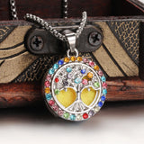 Tree of Life essential oil diffuser locket necklace with pendant for aromatherapy, relaxation, and daily fragrance wear.