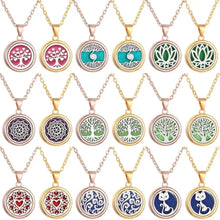Tree of Life essential oil diffuser necklace pendant for aromatherapy, calming fragrance wear, and personal wellness use.
