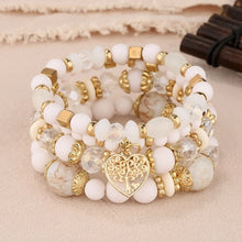 4Pcs Tree of Life Heart Bracelet Set with stretch bracelets for comfortable daily wear, layered looks, and fashion accessorizing.