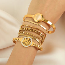 Tree of Life link bracelet gold plated for women wrist jewelry for office wear, weekend outfits, and thoughtful presents.