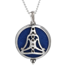 Tree of Life mindfulness necklace diffuser for essential oil aromatherapy during focus, meditation, and stress relief practice.