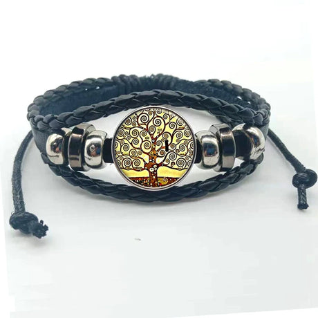 Tree of Life multilayer boho charm bracelet with leather bands for relaxed fashion styling and everyday use.