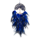 Tree of Life pink feather wall hanging for boho bedroom decor, meditation room styling, and soft interior decoration.