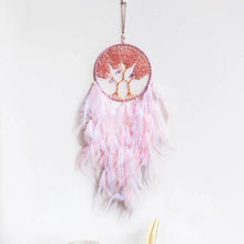 Tree of Life pink nursery wall hanging for baby room decoration, soft boho styling, and peaceful wall display.