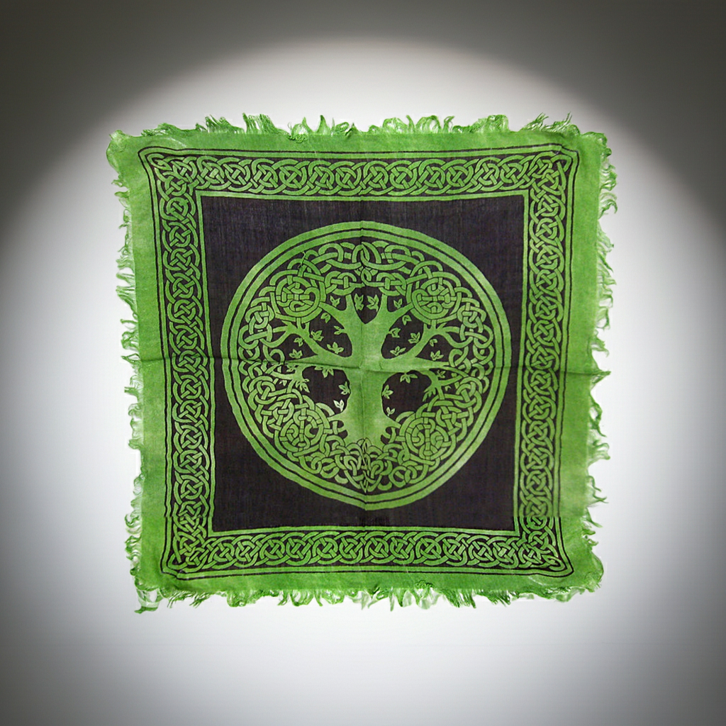 Tree of Life spiritual altar cloth textile cover for ritual work, meditation, and altar setup.