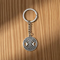 Tree of Life Triple Moon Keychain featuring the triple moon goddess symbol