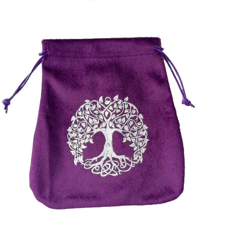 Tree of Life velvet deck storage bag for storing tarot and oracle cards, preserving deck condition, and ritual use.