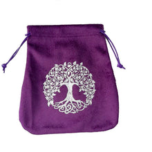 Tree of Life velvet deck storage bag for storing tarot and oracle cards, preserving deck condition, and ritual use.