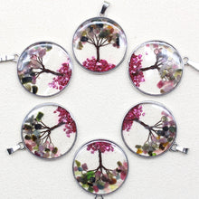 Tree of Life wire tree stone charms 6 pieces for necklace making, crystal jewelry crafting, and gift set use.