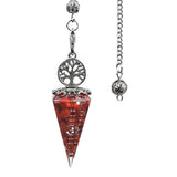 Tree of Life wire wrapped stone pendulum necklace with hexagon crystal pendant for holistic healing, divination, and daily wear.