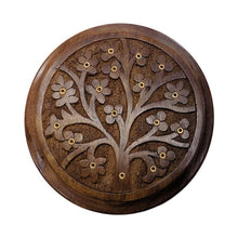 Tree of Life wood incense burner stick holder 5-inch carved ash catcher for incense burning, calming rituals, and daily aromatherapy.