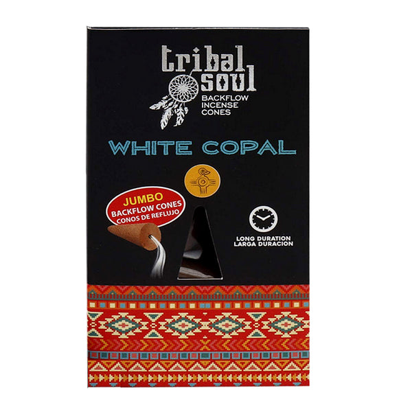 Tribal Soul White Copal Backflow Cones for spiritual cleansing and relaxing ambiance.