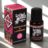 Tribal Soul White Sage and Lavender aroma oil shown in a bottle for calming scent and aromatic use.
