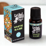 Bottle of Tribal Soul Aroma Oil White Sage displayed for home fragrance, aromatherapy, and relaxation.