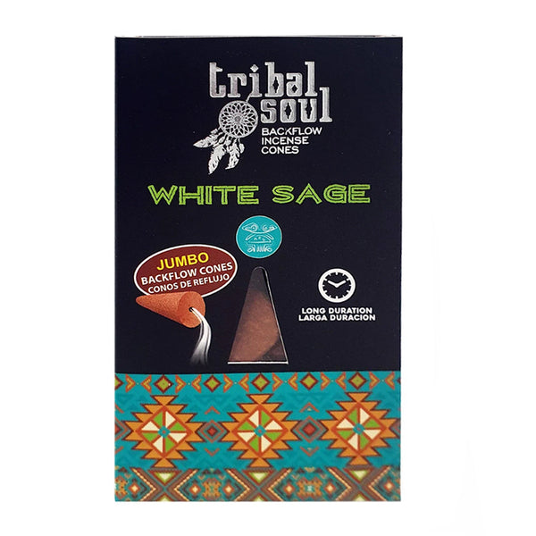 Tribal Soul White Sage Backflow Cones for cleansing rituals, meditation, and calming ambiance.