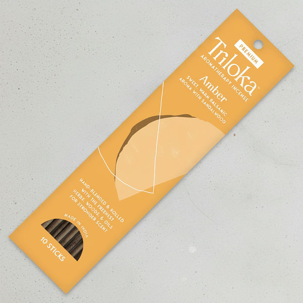 Triloka Amber Premium Incense Sticks for meditation, relaxation, and daily ambiance.