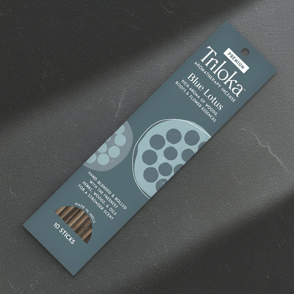 Triloka Blue Lotus Incense Sticks for meditation, relaxation, and daily ambiance.