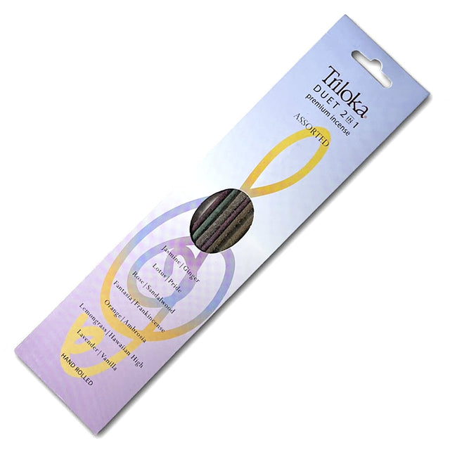 Triloka Duet Assorted Incense Sticks for meditation, relaxation, and mindful ambiance.