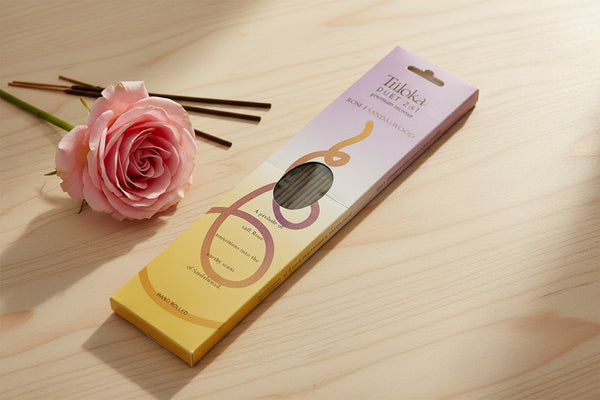 Triloka Duet Rose-Sandalwood Incense Sticks for meditation, relaxation, and daily rituals.