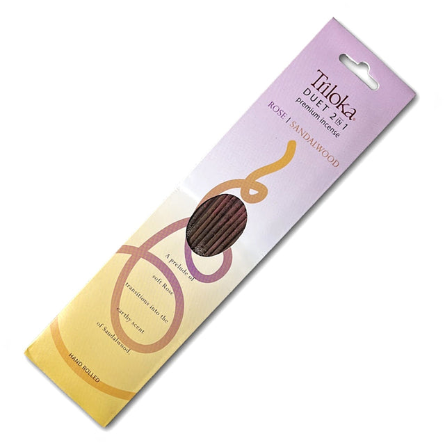 Triloka Duet Rose-Sandalwood Incense Sticks for meditation, relaxation, and daily rituals.