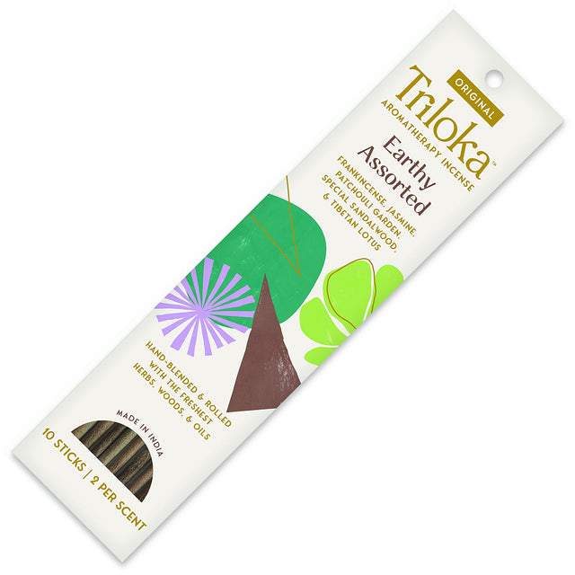 Triloka Earthy Assorted Incense Sticks for meditation, yoga, and relaxation.