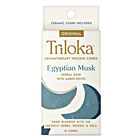 Triloka Egyptian Musk Incense Cones for romance, relaxation, and evening rituals.