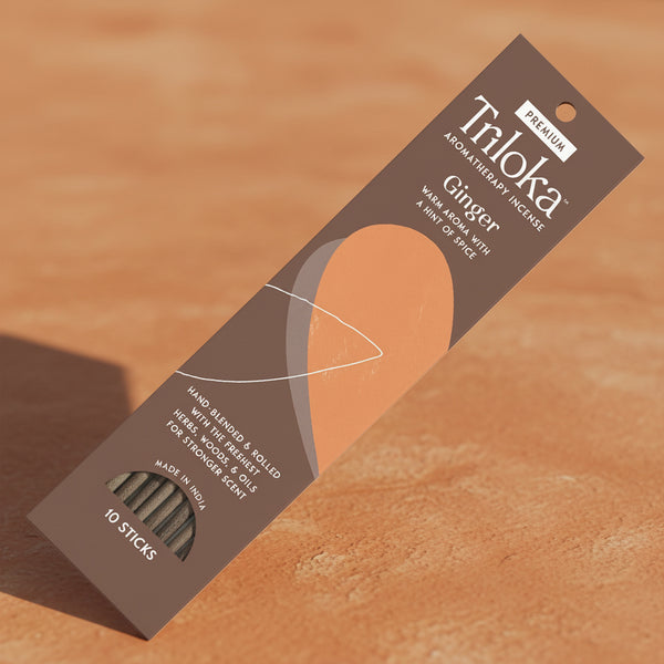 Triloka Ginger Premium Incense Sticks for meditation, relaxation, and cozy home fragrance use.
