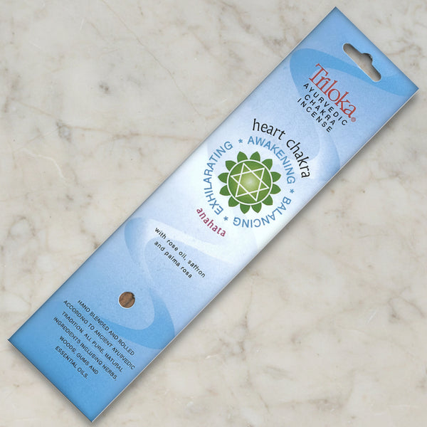 Triloka Heart Chakra Incense Sticks for meditation, chakra balancing, and emotional wellness use.