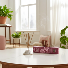 Triloka White Rose Premium incense sticks for meditation, calming the space, and aromatic ritual use.