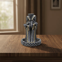 Triple Goddess backflow incense burner figurine for creating cascading smoke during prayer, relaxation, and sacred space cleansing.