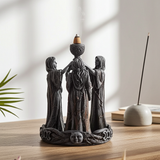 Triple Goddess backflow incense burner for incense cone burning, sacred space cleansing, and ritual practice.